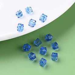透明なアクリルビーズ  多面カット  正方形  コーンフラワーブルー  5.5x5.5x5.5mm  穴：1.8mm  約4485個/500g&nbsp;MACR-S373-112A-B02