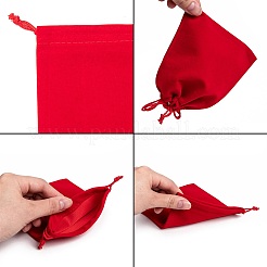 レクタングルベルベットポーチ  ギフトバッグ  レッド  12x10cm&nbsp;X1-TP-R002-10x12-04
