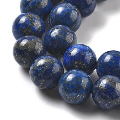 天然石ラピスラズリビーズ連売り  ラウンド  8mm  穴：1mm  約45~47個/連  15インチ（38cm）&nbsp;G-P348-01-8mm