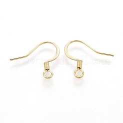 316サージカルステンレススチールフレンチピアスフック  水平ループ付き  フラットピアスフック  18KGP本金メッキ  15x16mm  穴：2mm&nbsp;X-STAS-P221-02G