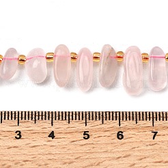 天然石ローズクォーツビーズ連売り  ナゲット  トップ掘削  タンブルストーン  シードビーズで  9.5~20x4~9x4.5~6mm  穴：1mm  約49~60個/連  14.96''~16.14''（38~41センチメートル）&nbsp;G-Z091-A01