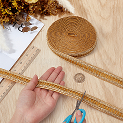 5ヤードのポリエステルリボン  刺繍入りの織りリボン  衣類用アクセサリー  ゴールド  1インチ（24mm）  約5.00ヤード（4.57m）/セット&nbsp;OCOR-MA0001-90A
