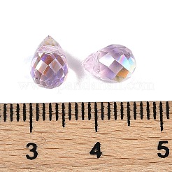 電気メッキガラスビーズ  ティアドロップ  ABカラーメッキ  多面カット  ピンク  8x6mm  穴：1mm&nbsp;EGLA-C008-01A-AB02