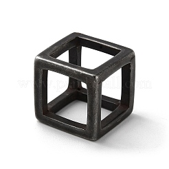 PVD真空メッキ304ステンレスペンダント  立方体のチャーム  ブラック  21x21x21mm  内径：15.5x15.5mm&nbsp;STAS-L223-14EB