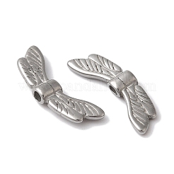 変色しない304ステンレススチールビーズ  ウイング  ステンレス鋼色  6x19x3mm  穴：1.6mm&nbsp;STAS-I305-187P