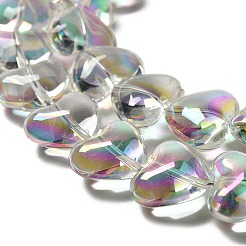 電気メッキガラスビーズセット  ハート  甘露  12.2x15x8mm  穴：1mm  約50個/連  23.62''（60センチメートル）&nbsp;X-EGLA-B008-01A-HR01