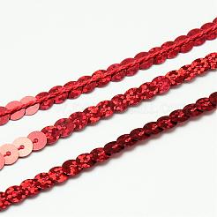 環境に優しいプラスチックスパンコールビーズ  スパンコールビーズ  装飾アクセサリー  フラットラウンド  レッド  6mm  約100ヤード/ロール&nbsp;PVC-Q087-6mm-50103
