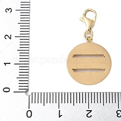 304ステンレススチールラインストーンフラットラウンドペンダント装飾  カニカン付き  PVD真空メッキ  18KGP本金メッキ  28mm  ペンダント：18x15x1.5mm&nbsp;STAS-S165-36G