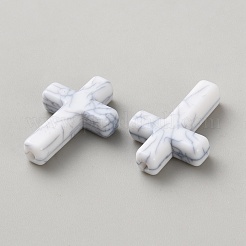 不透明なアクリルビーズ  模造ターコイズビーズ  クロス  ホワイト  24x17.5x5.5mm  穴：2mm  561個/ 500g&nbsp;FIND-WH00670-89B