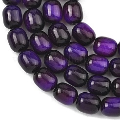 染色された模造タイガーアイガラスビーズの連  バレル  インディゴ  9.5x8mm  穴：1mm  約79個/連  29.53''（75センチメートル）&nbsp;X-GLAA-H040-02B