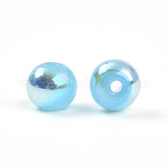 電気メッキパールガラスパールビーズ  虹色の  ラウンド  ライトスカイブルー  6x5.5mm  穴：1.2~1.4mm  約1730個/ポンド&nbsp;EGLA-T021-14A-07