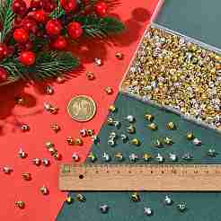 鉄製ベルチャーム400個  クリスマスデコレーションのための素晴らしい  ゴールデン＆シルバー  8x6mm  穴：1mm  200個/スタイル&nbsp;IFIN-FS0001-66