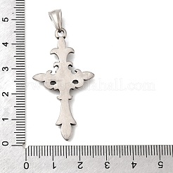 304ステンレスペンダント  クロスチャーム  アンティークシルバー  44.5x23.5x3.5mm  穴：7.5x5.5mm&nbsp;STAS-A130-09C-AS