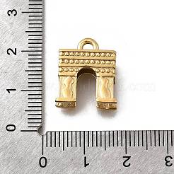 304ステンレスペンダント  凱旋門チャーム  イオンプレーティング（ip）  18KGP本金メッキ  17x14.5x7mm  穴：2.5mm&nbsp;STAS-F318-14G
