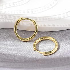 真鍮huggieフープピアス  長持ちメッキ  リング  18KGP本金メッキ  16.5~17x2mm  ピン：0.9mm&nbsp;EJEW-K083-29G
