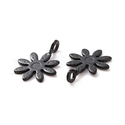 304ステンレスペンダントイオンプレーティング(IP)  花  電気泳動黒  10x7x2mm  穴：1mm&nbsp;STAS-E161-05EB