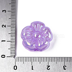 UVメッキ不透明アクリルビーズ  花  虹色の  ミディアム蘭  19x19.5x9.5mm  穴：2.8mm&nbsp;OACR-N161-08F