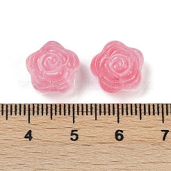 透明ガラスビーズ  花バラ  焼き付け塗料  淡いバイオレットレッド  11.5x12x8.5mm  穴：1.2mm&nbsp;DGLA-E004-04M