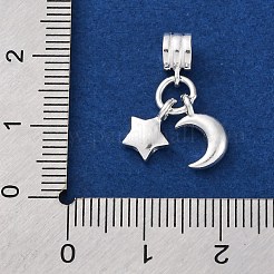 スターリングシルバーの星と月のヨーロッパ風ダングルチャーム925個  大穴ペンダント  銀  19.5mm  穴：3mm&nbsp;STER-G045-08S