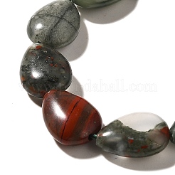 天然のアフリカブラッドストーンビーズ連売り  ティアドロップ  13.5~14x10~10.5x5mm  穴：1mm  約27~28個/連  37.3~38.3cm&nbsp;G-I377-A23
