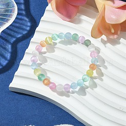 6mm 染色天然セレナイト ラウンドビーズ ストレッチブレスレット 女性用  カラフル  内径：1-7/8インチ（4.9cm）&nbsp;BJEW-JB10815