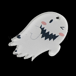 ハロウィーンプリントアクリルパーツ  ゴーストチャーム  ホワイト  41x29x2mm  穴：1.8mm&nbsp;FIND-K017-05G