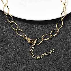 304ステンレススチール製ティアドロップリンクチェーンネックレス（女性・男性用）  イオンプレーティング（ip）  ゴールドカラー  17.44インチ（44.3cm）&nbsp;NJEW-A058-02G