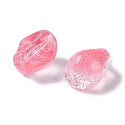 ペイントガラスビーズを焼く  スカル  サクランボ色  10x8x7.5mm  穴：1mm&nbsp;GLAA-S202-17C