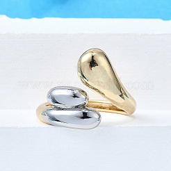女性用真鍮カフリング  ティアドロップ  カドミウムフリー＆鉛フリー  プラチナ·ゴールデン  内径：17mm&nbsp;RJEW-G347-04GP