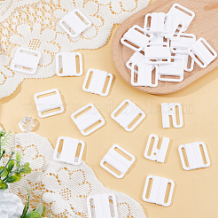プラスチックビキニクリップ30個  ブラジャーバックル交換部品  ランジェリースナップ閉鎖  長方形  ホワイト  32x33.5x5mm  穴：25x5mm&nbsp;FIND-DC0007-02