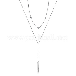 S925 シルバー ジルコン Y 文字ペンダント ダブルレイヤーネックレス（女性用）&nbsp;MB8919-1