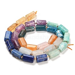チャクラ天然混合石ビーズ連売り  シードビーズで  ファセット列  9~11x6~7.5x6~7.5mm  穴：1.2mm  約30個/連  15.16~15.55インチ（38.5~39.5cm）&nbsp;G-G068-A38-01