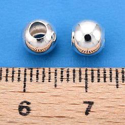 925スターリングシルバービーズ  ラウンド  銀  6x5.5mm  穴：2.5mm&nbsp;STER-T007-124S