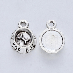 合金のチベット風チャーム  カドミウムフリー＆鉛フリー  犬のボウル  アンティークシルバー  15x10.5x3mm  穴：1.6mm&nbsp;X-TIBE-R316-044AS-RS