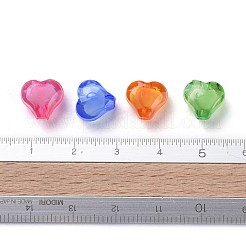 透明なアクリルビーズ  二層ビーズ  多面カット  ハート  ミックスカラー  9x10x6mm  穴：2mm  約1700個/500g&nbsp;TACR-S114-10mm-M