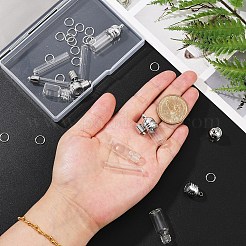 30 個 4 スタイルのガラスボトルペンダント  鉄のオープン丸カン付き  開閉可能な香水瓶  詰め替え可能なボトル  透明  34.5mm  穴：2.5mm&nbsp;GLAA-YW0004-23