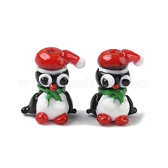 クリスマスの手作りランプワークビーズ  サンタ帽子をかぶったペンギン  カラフル  19.5~20x15~19x11~13mm  穴：1.2~1.8mm&nbsp;LAMP-D004-01