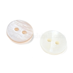 2穴シェルフラットラウンドボタン  貝殻色  10x2mm  穴：1.5mm&nbsp;X-BUTT-P012-11