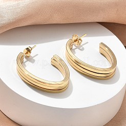 トリプルCシェイプ201ステンレススチールスタッドピアス  304ステンレスピン付き  PVD真空メッキ  長持ちメッキ  ゴールドカラー  31x7mm&nbsp;EJEW-D354-05G