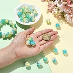 40個の模造真珠アクリルビーズ  ベリービーズ  組み合わせビーズ  ラウンド  淡いターコイズ  15.5mm  穴：2.5mm&nbsp;OACR-FS0002-89A-05