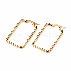 304ステンレススチールジュエリーセット  フープピアスとペンダント  長方形  ゴールドカラー  38x22.5x2mm  ピン：0.6x1mm  39x22.5x2mm  穴：6x3mm&nbsp;SJEW-G077-03G