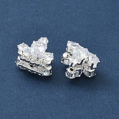 真鍮製マイクロパヴェキュービックジルコニアビーズ  カドミウムフリー＆鉛フリー  蝶  ラインストーン付き  透明  13x16x12mm  穴：1.2mm&nbsp;KK-S336-15S-A