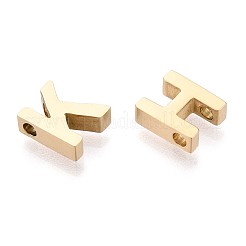 304ステンレススチールチャーム26個  14KGP本金メッキ  a～zの文字  8.5~9.5x5.5~10.5x3mm  穴：1.8~2mm&nbsp;STAS-T064-76G