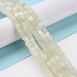 天然新しいヒスイの​​ビーズ連売り  キューブ  4x4x4mm  穴：1mm  約91~94個/連  15.47''（39.3センチメートル）&nbsp;G-F631-K23