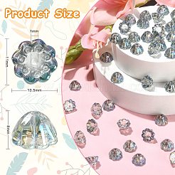 100個の透明スプレー塗装ガラスビーズ  ABカラーメッキ  ハスのポッド  ライトスチールブルー  11x10.5x8mm  穴：1mm&nbsp;GLAA-CJ0001-91