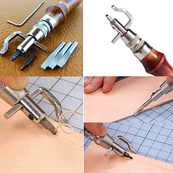 高炭素鋼の革細工ツール  木で  革加工ツールキット  ステッチパンチングカットソーイングレザークラフト作り用  ステンレス鋼色  11個/セット&nbsp;PURS-PW0003-006
