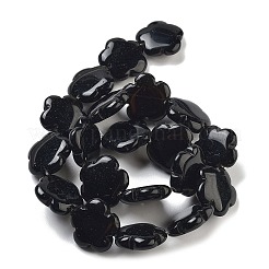 染色・加熱された天然黒瑪瑙ビーズ連売り  花  20x20x6mm  穴：1.4mm  約20個/連  14.57~14.96インチ（37~38cm）&nbsp;G-F769-A01-02