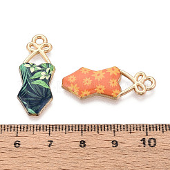 合金エナメルチャーム  ラックめっき  ビキニチャーム  ライトゴールド  ミックスカラー  30x11.9x2.1~2.8mm  穴：2mm&nbsp;ENAM-T022-38KCG