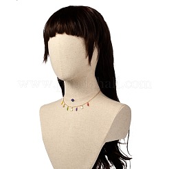 真鍮製アズキチェーンペンダントネックレスセット  ナイロンワイヤー付き  304ステンレススチール製の金具とガラスのシードビーズとナザールボンジュウランプワークペンダント  ブルー  15.94インチ（40.5cm）  13.58インチ（34.5cm）  2個/セット&nbsp;NJEW-JN03721-02