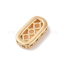 長方形の真鍮マイクロパヴェクリアキュービックジルコニアチャーム  ニッケルフリー  ゴールドカラー  6x2mm  穴：1.2mm&nbsp;KK-B100-053C-G